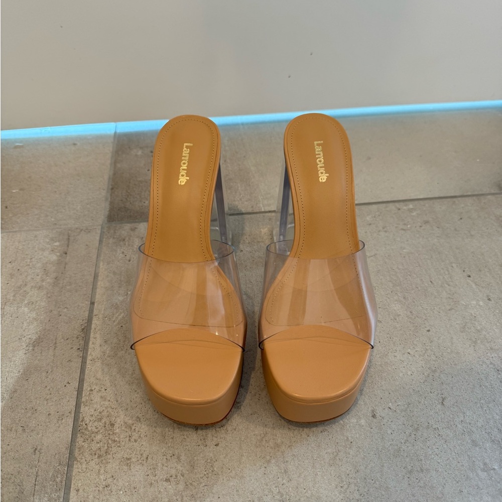 Larroude Nude and Clear Heels